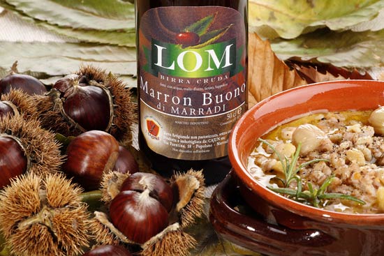 La birra artigianale Lom del birrificio Cajun di Marradi è fatta con il marron buono 