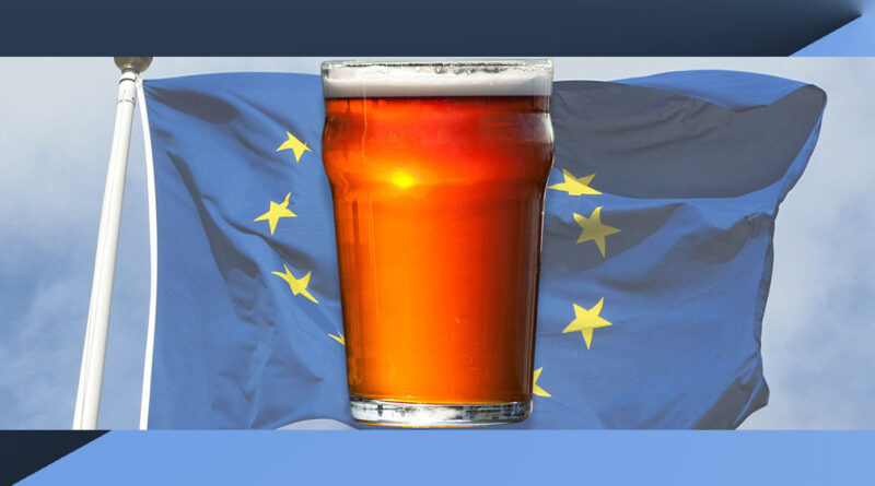 Pinta di birra e Bandiera EU