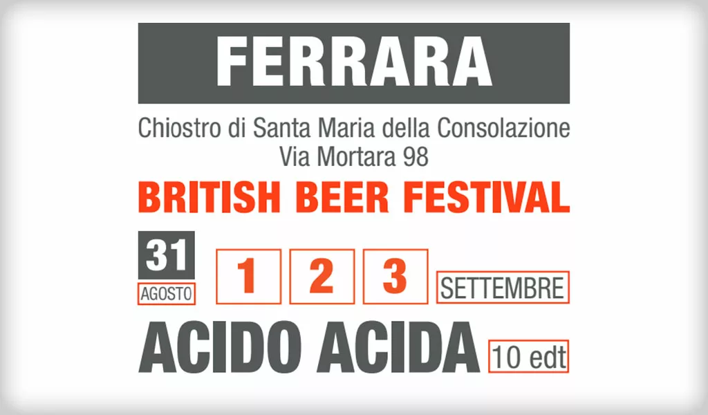 Locandina di Acido Acida Ferrara British Beer Festival 2023