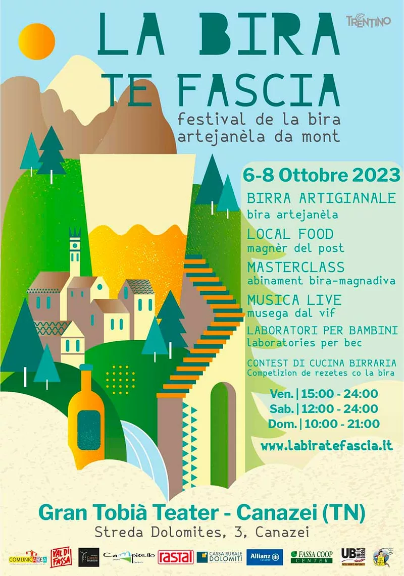 Locandina de Festival della Birra Artigianale nelle Dolomiti: La Bira te Fascia 2023