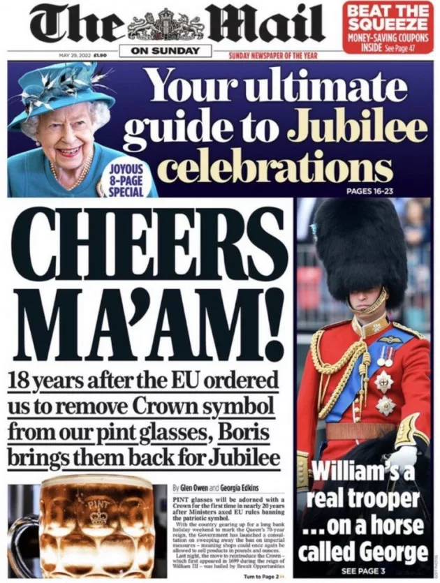 Copertina di The Mail del 2022 con la notizia del ritorno del Crown mark dopo 18 anni
